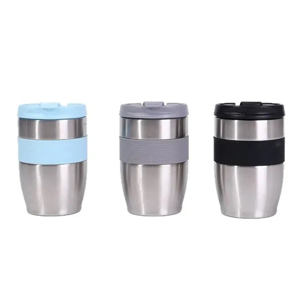 12Oz. Stainless Steel Travel Mug with Silicone Grip and Lid