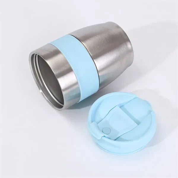 12Oz. Stainless Steel Travel Mug with Silicone Grip and Lid