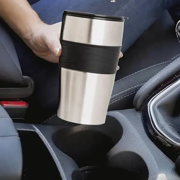 12Oz. Stainless Steel Travel Mug with Silicone Grip and Lid