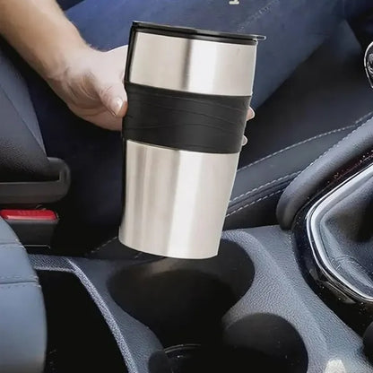 12Oz. Stainless Steel Travel Mug with Silicone Grip and Lid