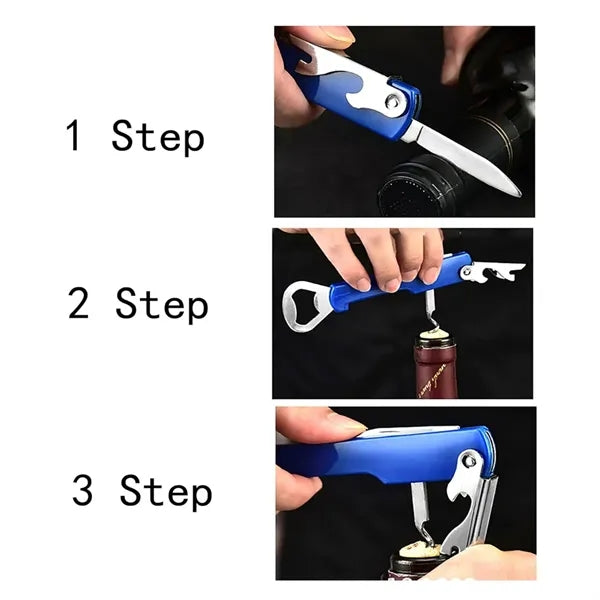 3-in-1 Corkscrew Bottle Opener with Foil Cutter