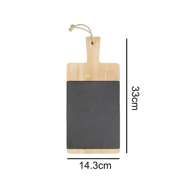 Bamboo and Slate Cheese Serving Board with Handle