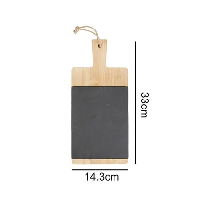 Bamboo and Slate Cheese Serving Board with Handle