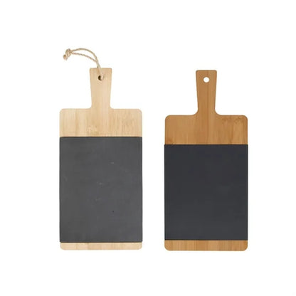 Bamboo and Slate Cheese Serving Board with Handle