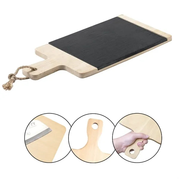 Bamboo and Slate Cheese Serving Board with Handle