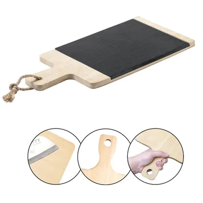 Bamboo and Slate Cheese Serving Board with Handle