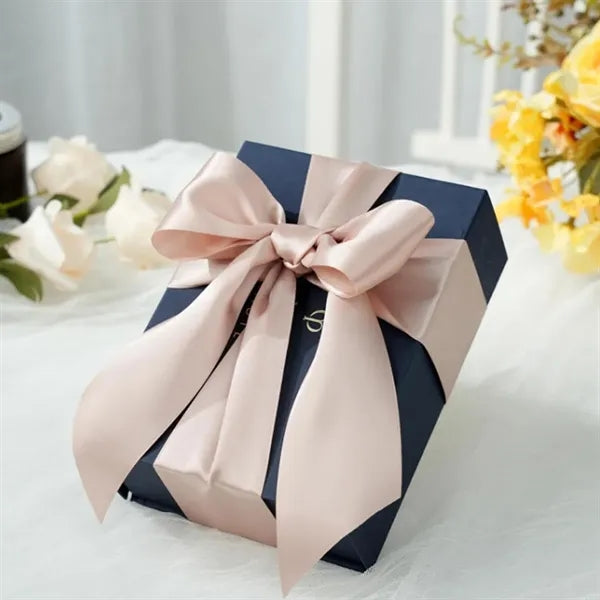 Red Satin Decorative Bow with Gold Trim for Gift Wrap