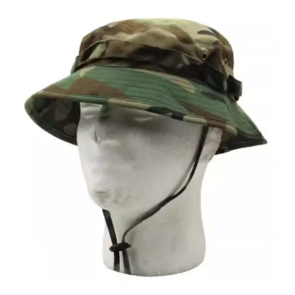Camouflage Boonie Hat with Chin Strap for Outdoor Use