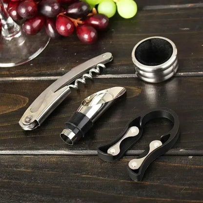 Wooden Chess and Wine Tool Gift Set with Game Board Lid