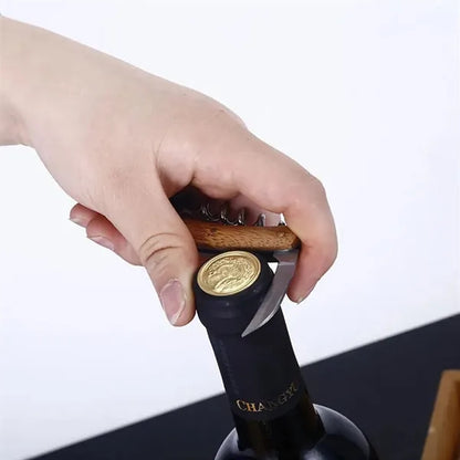 Wooden Chess and Wine Tool Gift Set with Game Board Lid