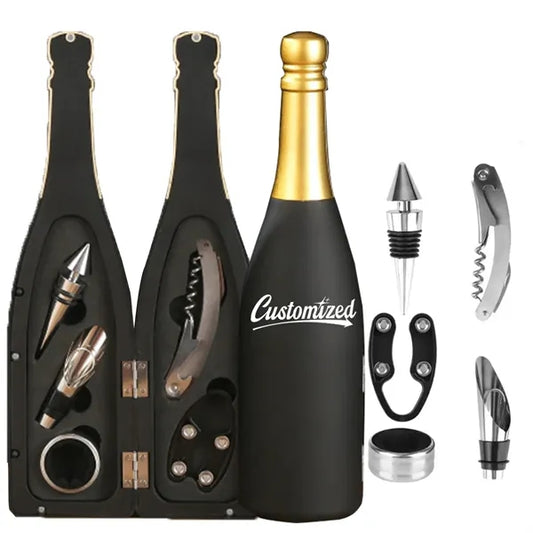 Champagne Bottle 5-Piece Wine Tool Set with Gift Case