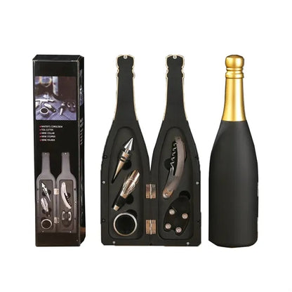 Champagne Bottle 5-Piece Wine Tool Set with Gift Case