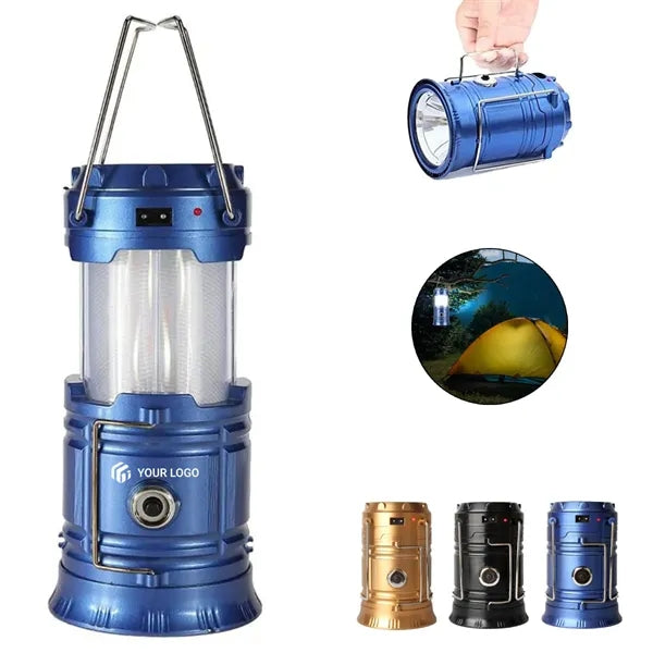 Outdoor collapsible led rechargeable solar camping lantern