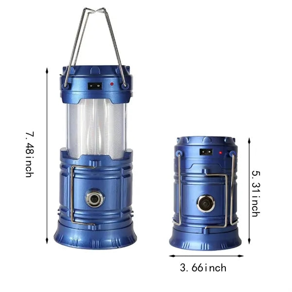 Outdoor collapsible led rechargeable solar camping lantern
