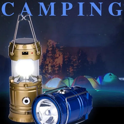 Outdoor collapsible led rechargeable solar camping lantern