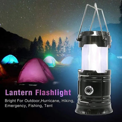 Outdoor collapsible led rechargeable solar camping lantern