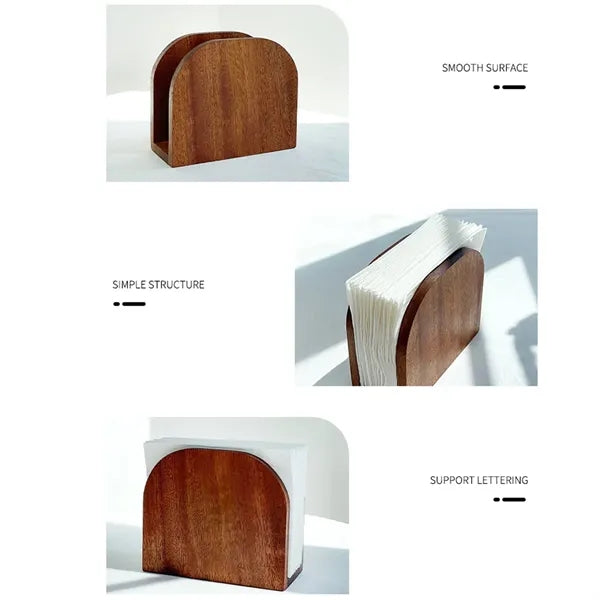 Wooden upright kitchen party table dispenser napkin holder