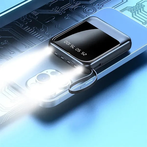 10000mAh mini LED display charger power bank with flashlight