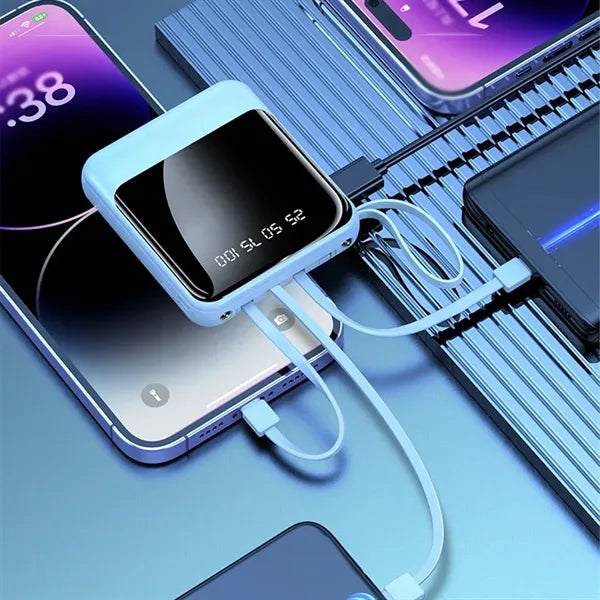 10000mAh mini LED display charger power bank with flashlight
