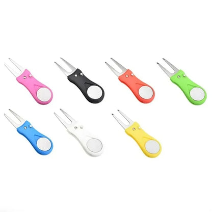 Folding Divot Repair Tool with Magnetic Ball Marker