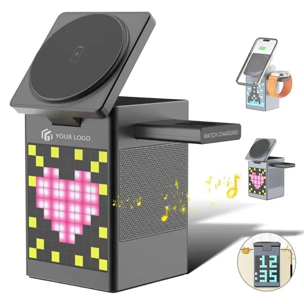 6 in 1 office bedroom gift speaker wireless charging station