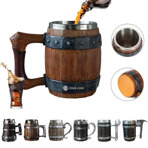 Stainless steel fathers day birthday cup barrel beer mug