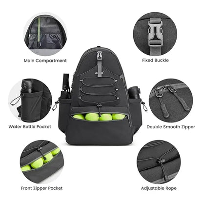 Large Tennis Backpack Pickleball Bag Holds Rackets and Shoes