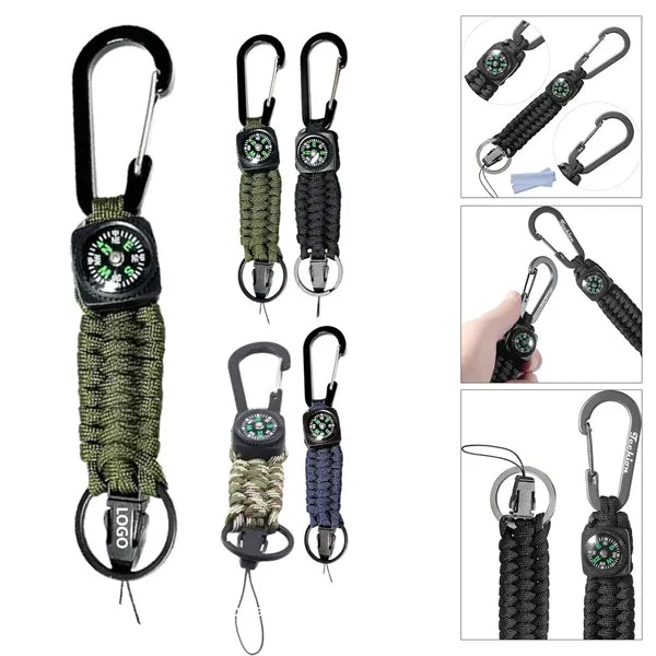 Hand Braided Paracord Keychain With Compass