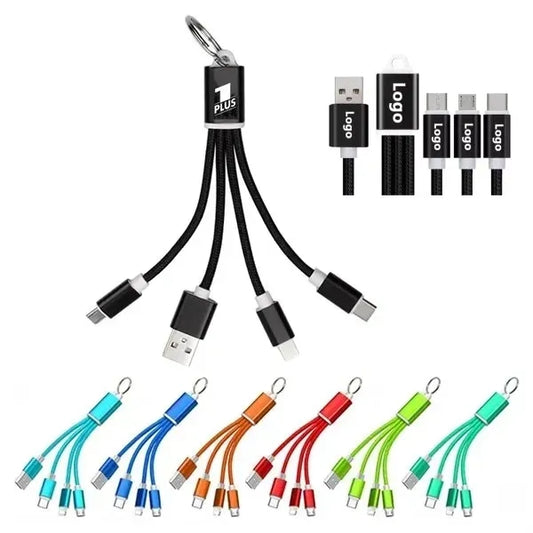 3 in 1 Light Up Charging Cable with Keychain