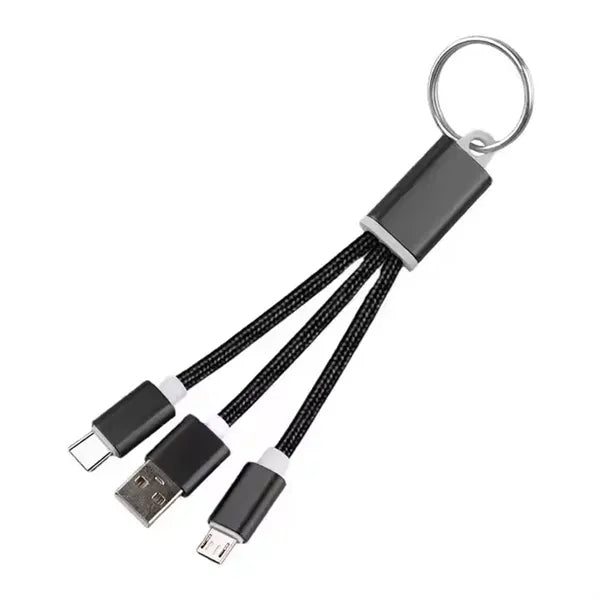 3 in 1 Light Up Charging Cable with Keychain