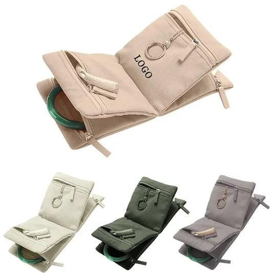 Foldable Anti Wear Velvet Jewelry Storage Bag With 4 Pouch