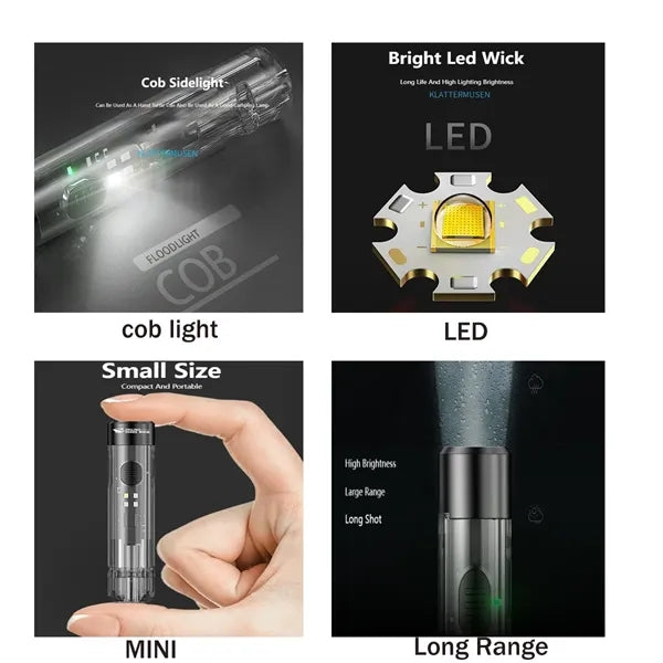 Mini Keychain Light Super Bright Flashlight Rechargeable USB