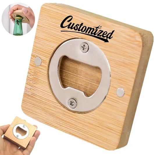 Magnetic Wooden Bottle Opener Custom Laser Engravable