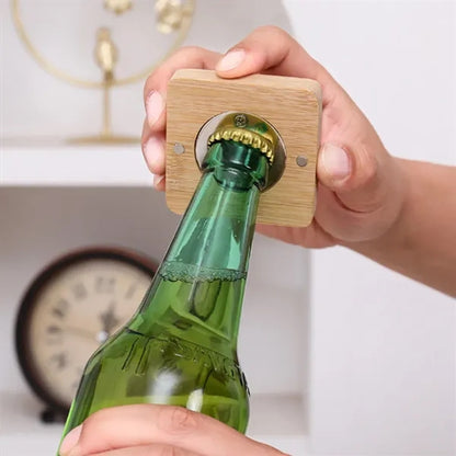 Magnetic Wooden Bottle Opener Custom Laser Engravable