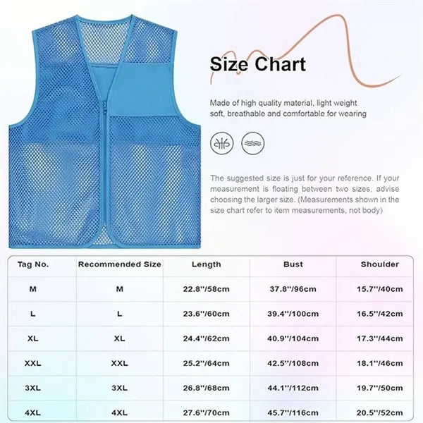 Mesh Volunteer Unisex Zipper Sleeveless Vest Waistcoat