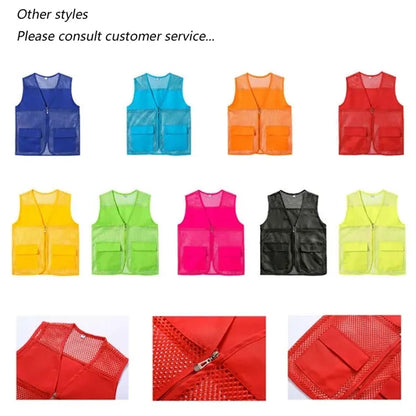 Mesh Volunteer Unisex Zipper Sleeveless Vest Waistcoat