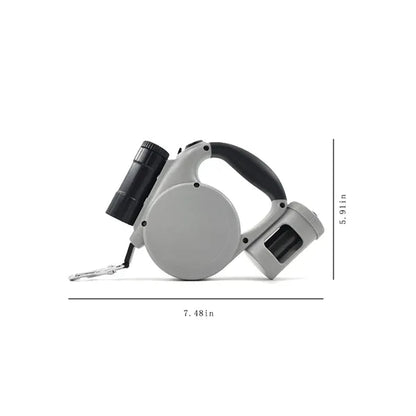 16FT Retractable Dog Leash With Led Flash Light & Poop Bag