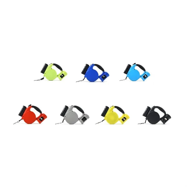 16FT Retractable Dog Leash With Led Flash Light & Poop Bag