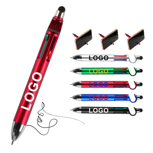 4 in 1 Multicolor Pen with Phone Stand