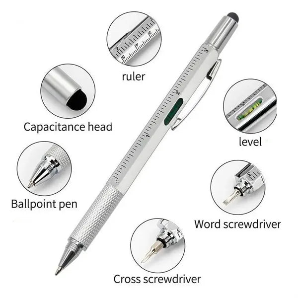 6 in 1 Multifunction Tool Pen with Ruler Stylus Screwdrivers