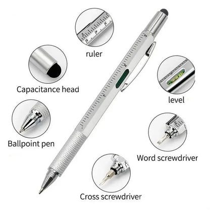 6 in 1 Multifunction Tool Pen with Ruler Stylus Screwdrivers