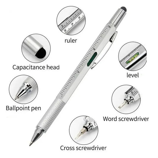 6 in 1 Multifunction Tool Pen with Ruler Stylus Screwdrivers
