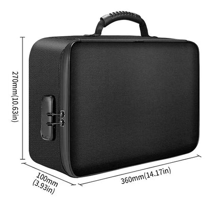 Portable travel storage fireproof document bag with lock
