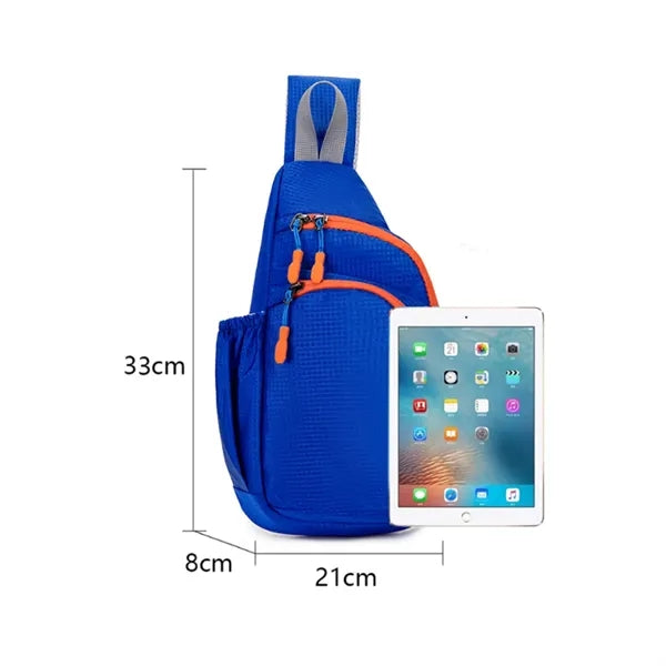 Nylon Sling Crossbody Chest Bag with Zippers & Side Pocket