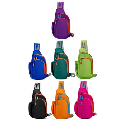 Nylon Sling Crossbody Chest Bag with Zippers & Side Pocket