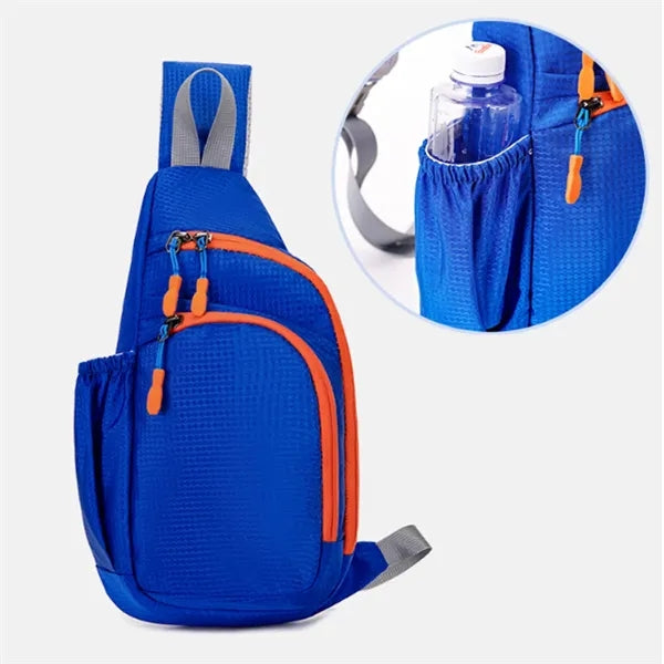 Nylon Sling Crossbody Chest Bag with Zippers & Side Pocket