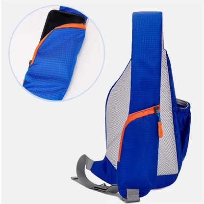 Nylon Sling Crossbody Chest Bag with Zippers & Side Pocket