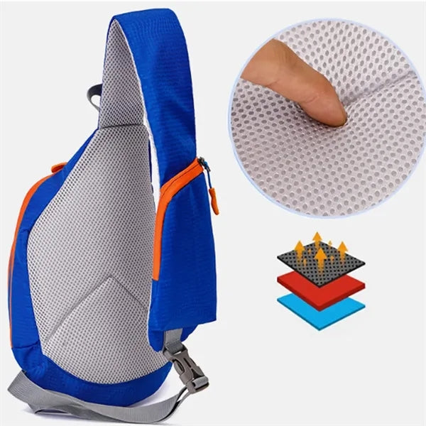 Nylon Sling Crossbody Chest Bag with Zippers & Side Pocket
