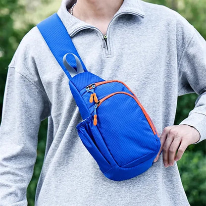 Nylon Sling Crossbody Chest Bag with Zippers & Side Pocket