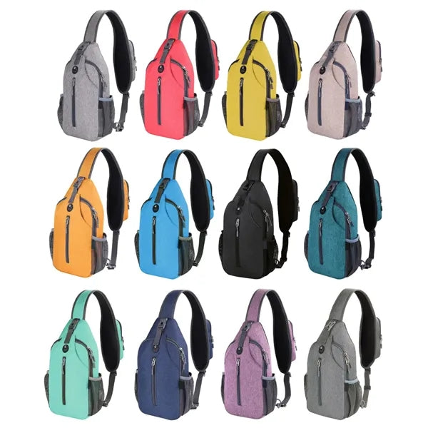 Anti-Theft Crossbody Sling Bag w/ Earphone Port Mash Pockets